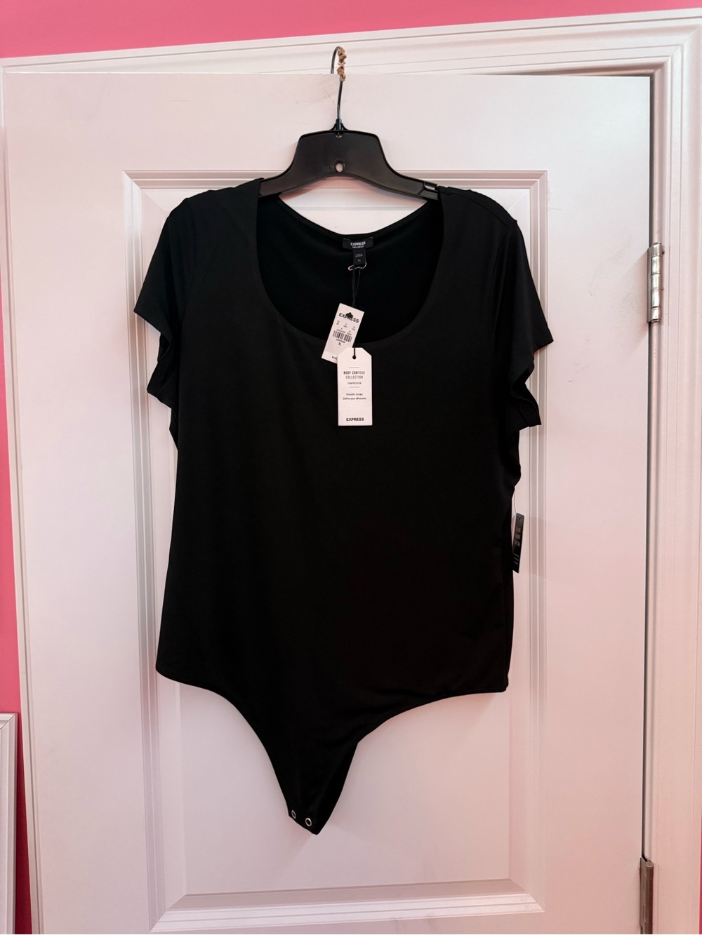 Express Black Scoop Neck Short Sleeve Bodysuit